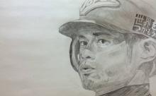 イチローの似顔絵描いた
