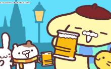 【朗報】ポムポムプリン一族 昼間からビールを飲む