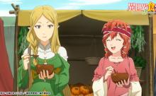 『異世界食堂2』第9話、黒パン屋の娘のマイラと幼馴染のヨハンとマカロニグラタン/ファルダニアとアリスと魔女のカミラとフルーツゼリー
