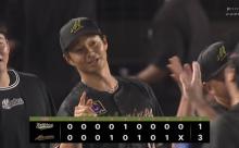 8月10日　ロッテ３－１オリックス　先発唐川が6回1失点の好投で今季2勝目！打線は佐藤都の一発が飛び出すなど9連戦の初戦を白星で飾る！